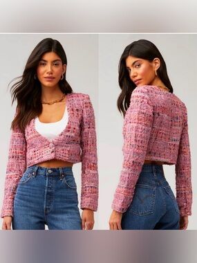 For Love And Lemons Cropped Dionne Tweed Blazer